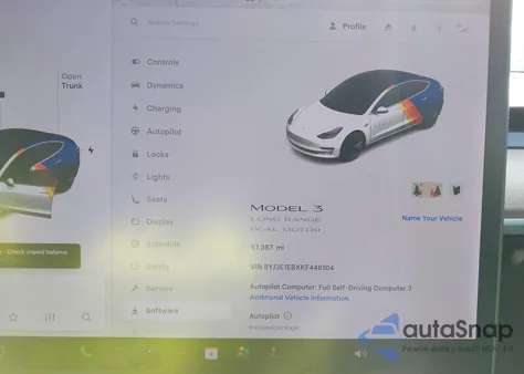 2019 Tesla Model 3 Long Range/Performance z USA, uszkodzony, nr VIN 5YJ3E1EBXKF448104